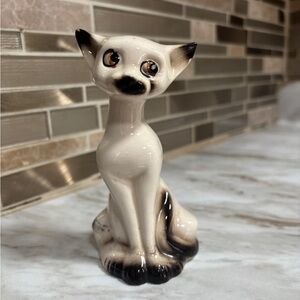 Charming Cream and Black MCM Cat Ceramic Figurine